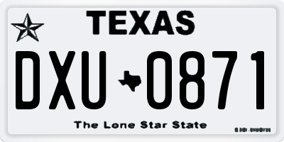 TX license plate DXU0871