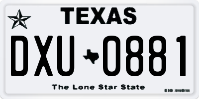 TX license plate DXU0881