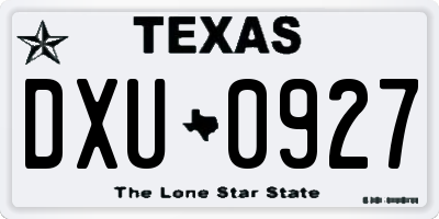 TX license plate DXU0927