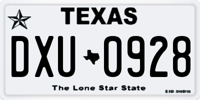 TX license plate DXU0928