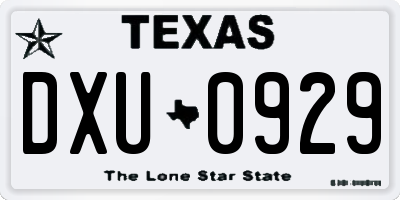 TX license plate DXU0929