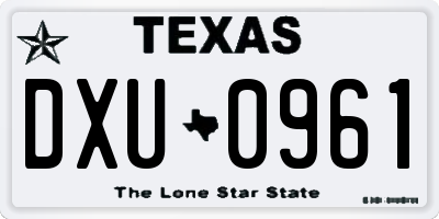 TX license plate DXU0961
