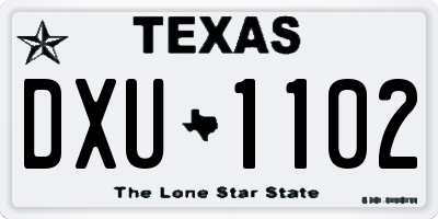 TX license plate DXU1102