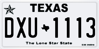 TX license plate DXU1113