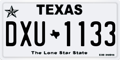 TX license plate DXU1133