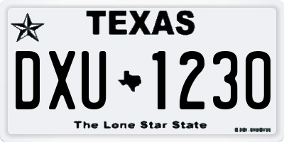 TX license plate DXU1230