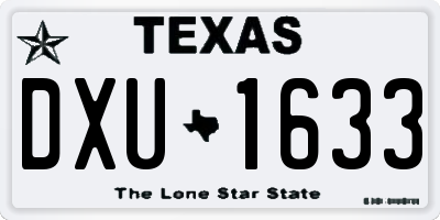 TX license plate DXU1633