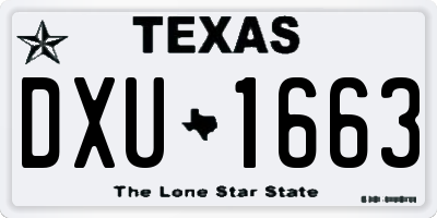 TX license plate DXU1663