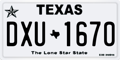 TX license plate DXU1670