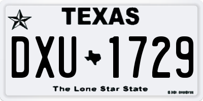 TX license plate DXU1729