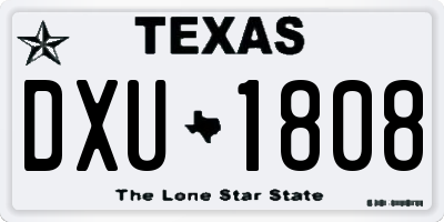 TX license plate DXU1808