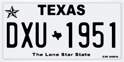 TX license plate DXU1951