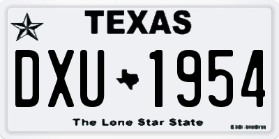 TX license plate DXU1954