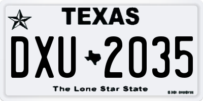 TX license plate DXU2035