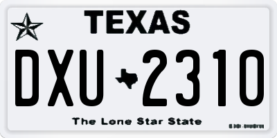 TX license plate DXU2310
