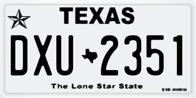 TX license plate DXU2351