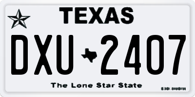 TX license plate DXU2407