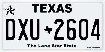 TX license plate DXU2604