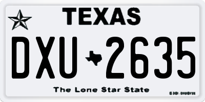 TX license plate DXU2635