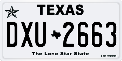 TX license plate DXU2663