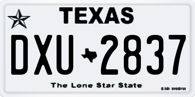 TX license plate DXU2837