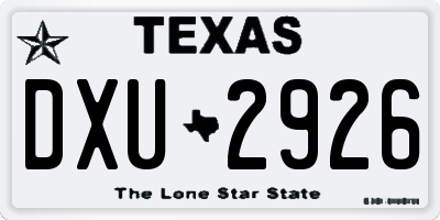 TX license plate DXU2926