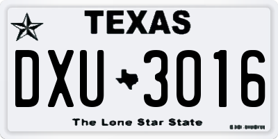 TX license plate DXU3016
