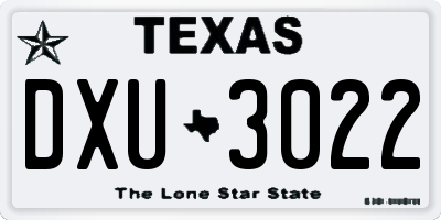 TX license plate DXU3022