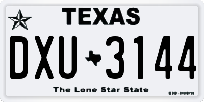 TX license plate DXU3144