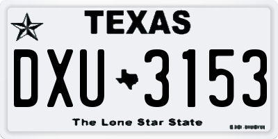 TX license plate DXU3153