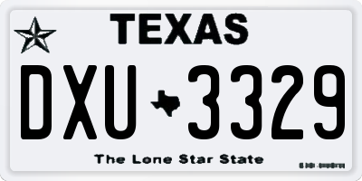 TX license plate DXU3329
