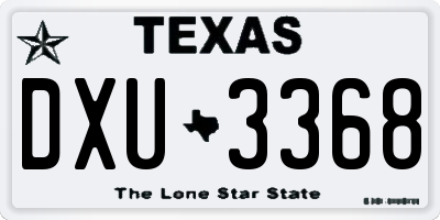 TX license plate DXU3368