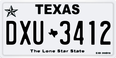 TX license plate DXU3412