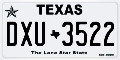 TX license plate DXU3522