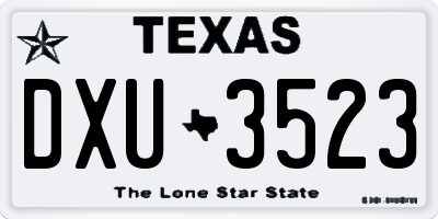 TX license plate DXU3523