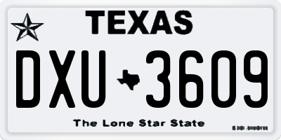 TX license plate DXU3609