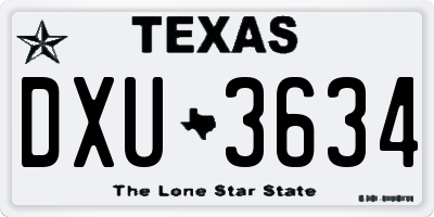 TX license plate DXU3634