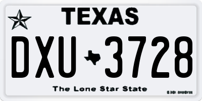 TX license plate DXU3728