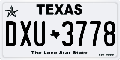 TX license plate DXU3778