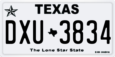 TX license plate DXU3834
