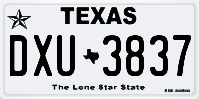 TX license plate DXU3837