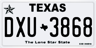 TX license plate DXU3868