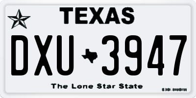 TX license plate DXU3947