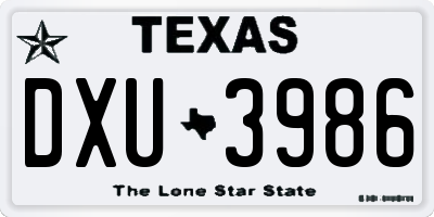 TX license plate DXU3986