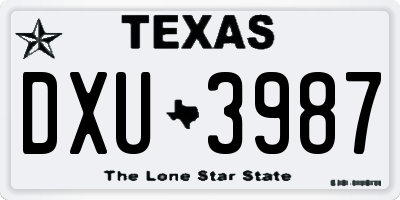 TX license plate DXU3987