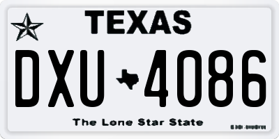 TX license plate DXU4086