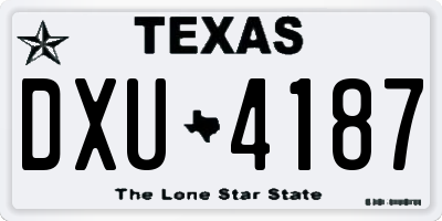 TX license plate DXU4187