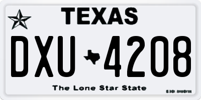 TX license plate DXU4208