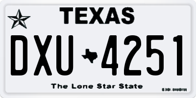 TX license plate DXU4251