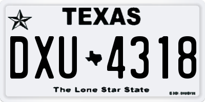 TX license plate DXU4318